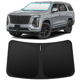 INSAUTO front view of custom-fit shade showing precise windshield coverage and protection