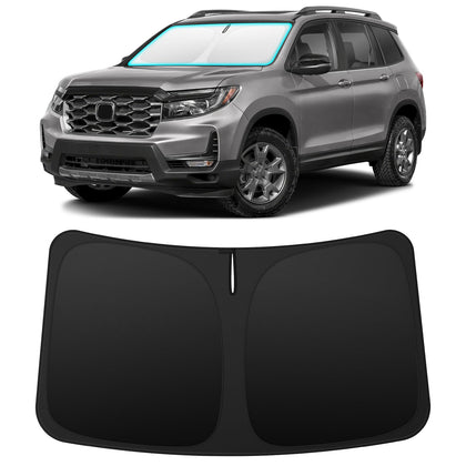 INSAUTO front view in Honda Passport showing exact windshield coverage and protection