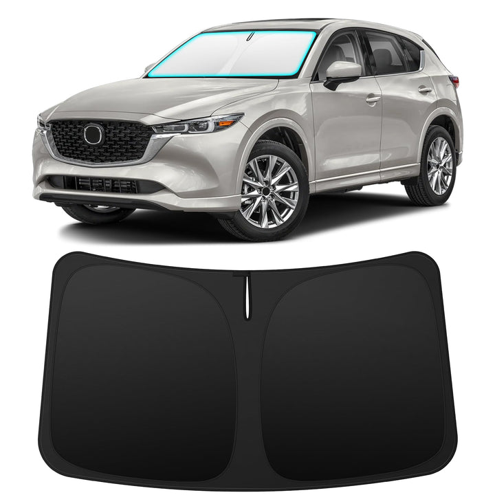 INSAUTO front view of custom-fit Mazda CX-5 sun shade showing full coverage and protection
