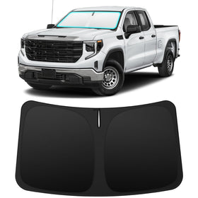 INSAUTO front view on Silverado windshield showing full coverage and protection