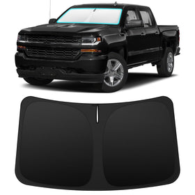 INSAUTO front view of sun shade fitted on Silverado providing perfect fit