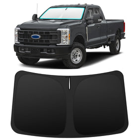 INSAUTO front view showing custom-fit shape and full windshield coverage benefit