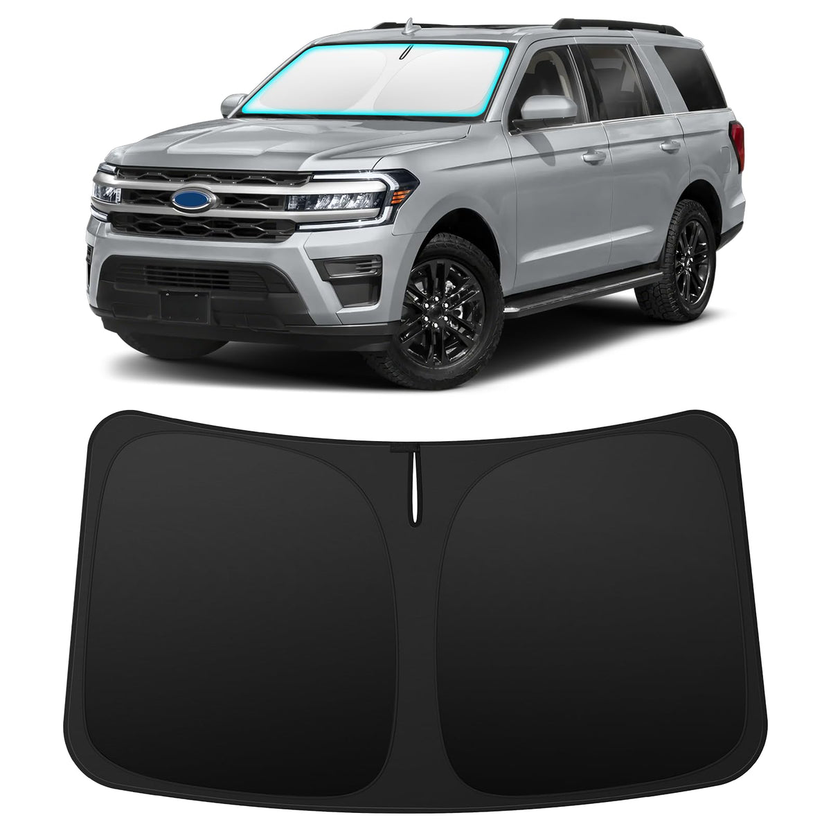INSAUTO front packaging showing custom-fit shade protecting windshield and surfaces