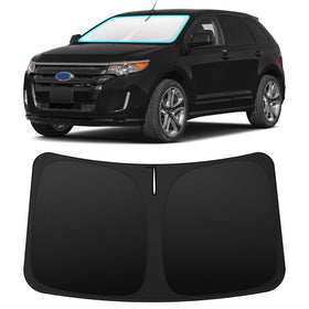 INSAUTO front view of custom-fit shade on Ford Edge showing full windshield coverage and protection