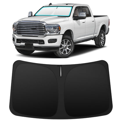 INSAUTO front view on Doodge RAM windshield showing full coverage and protection