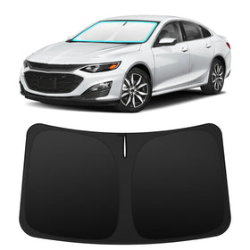 INSAUTO front view on windshield showing precise Malibu fit and sun protection