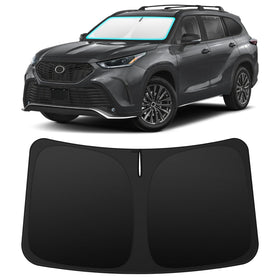 INSAUTO front view on Highlander windshield showing full coverage and sun protection