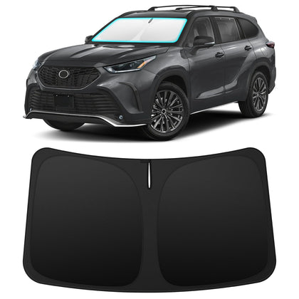 INSAUTO front view on Highlander windshield showing full coverage and sun protection