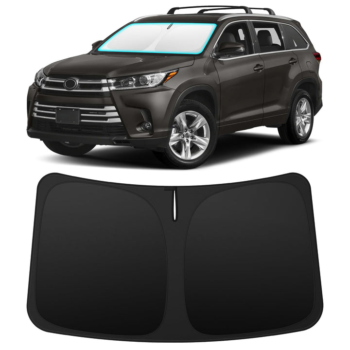 INSAUTO front view on Highlander showing full windshield coverage and sun protection