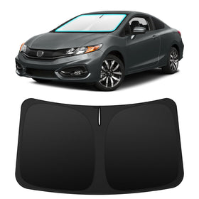 INSAUTO front view of shade in packaging showing perfect Civic fit and protection