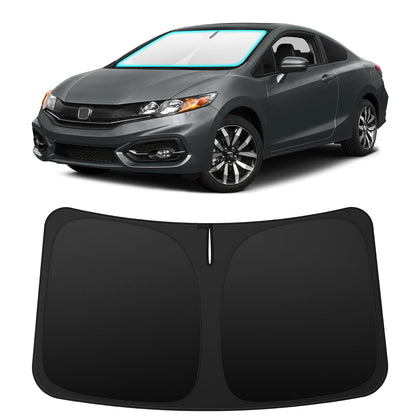 INSAUTO front view of shade in packaging showing perfect Civic fit and protection