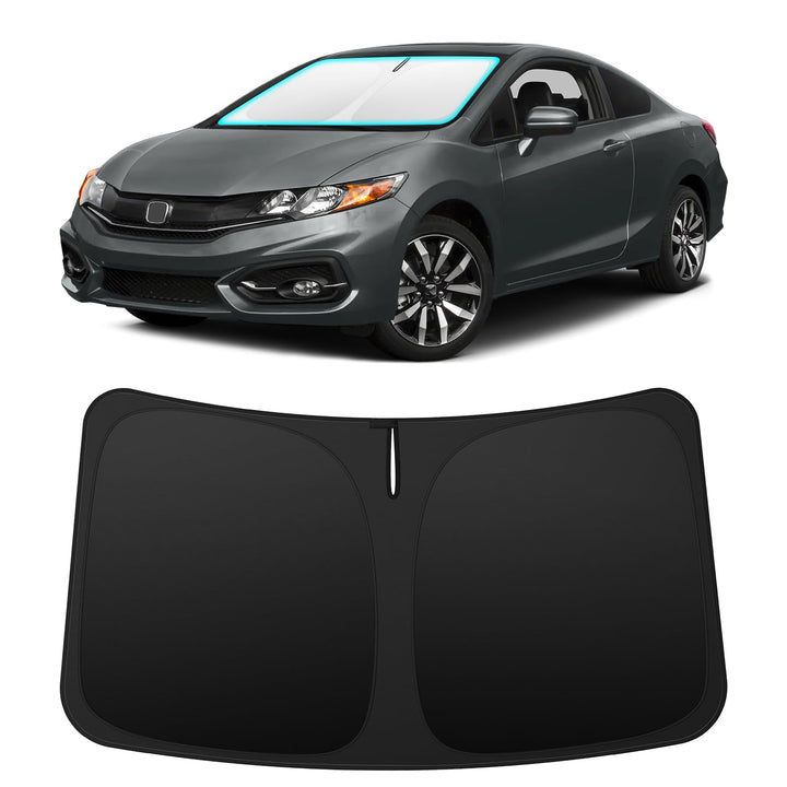 INSAUTO front view of shade in packaging showing perfect Civic fit and protection