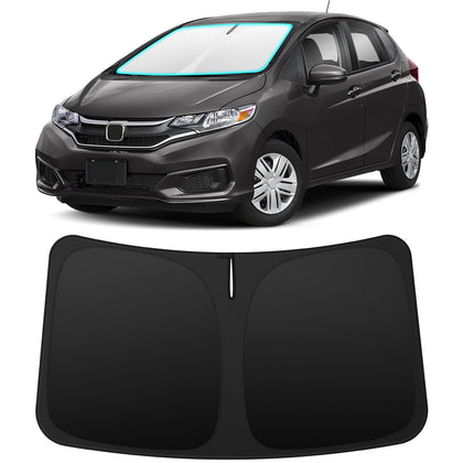 INSAUTO front view on Honda Fit showing exact windshield coverage and protection