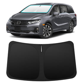 INSAUTO front fit sun shade on Honda Odyssey windshield showing perfect coverage and protection