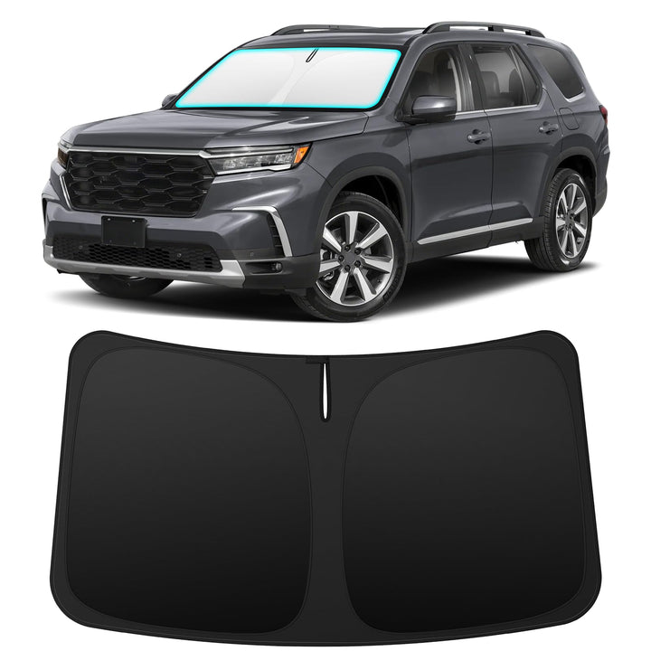 INSAUTO sun shade installed in Honda Pilot front windshield reduces cabin heat