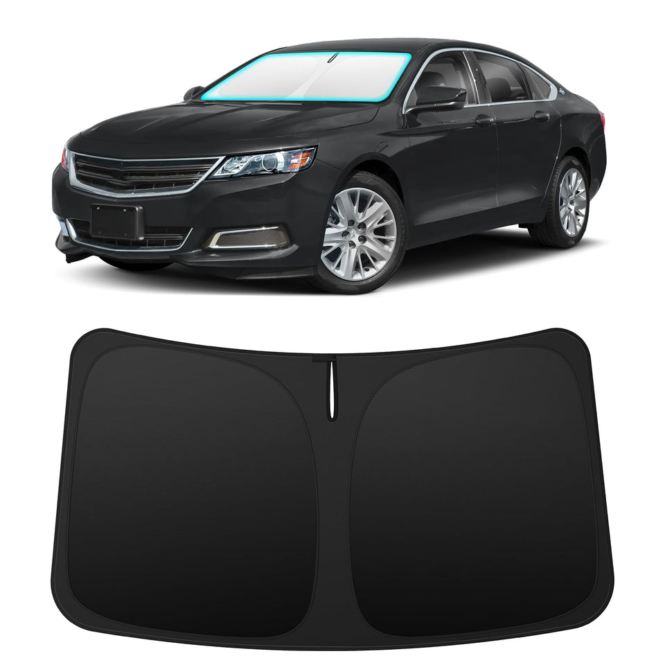 INSAUTO front-fit shade perfectly covering Chevrolet Impala windshield for full protection