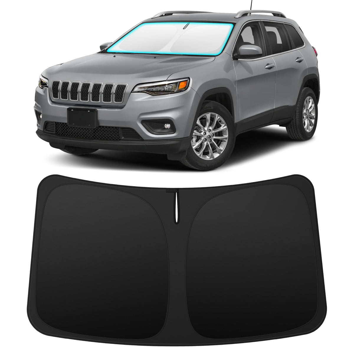 INSAUTO front view on Jeep Cherokee showing full windshield coverage and protection