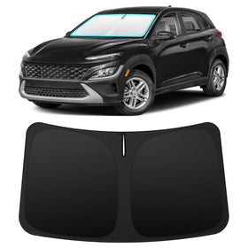 INSAUTO front view of shade showing perfect Kona windshield coverage and sun protection