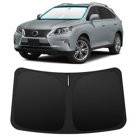INSAUTO front view of sun shade showing exact Lexus RX fit and full coverage benefit