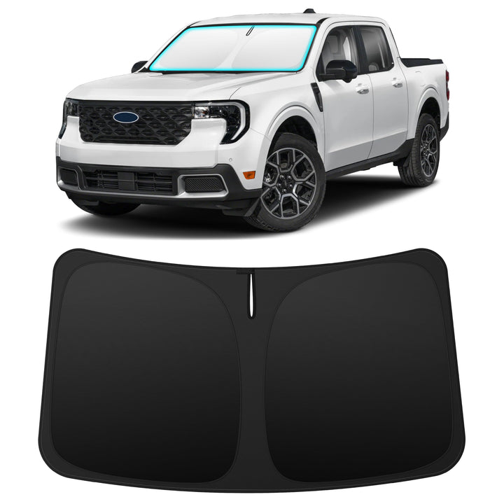 INSAUTO front view sun shade fitted in Ford Maverick for full windshield coverage