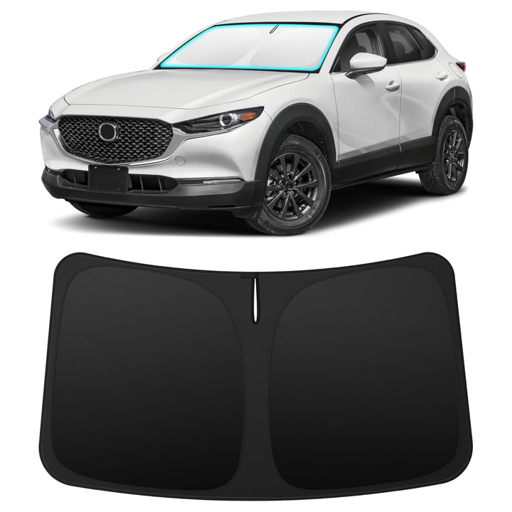 INSAUTO front-fit shade covering Mazda CX-30 windshield for full sun protection