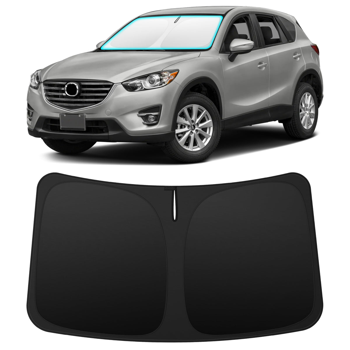 INSAUTO front view installed on Mazda CX‑5 showing full windshield coverage and neat fit