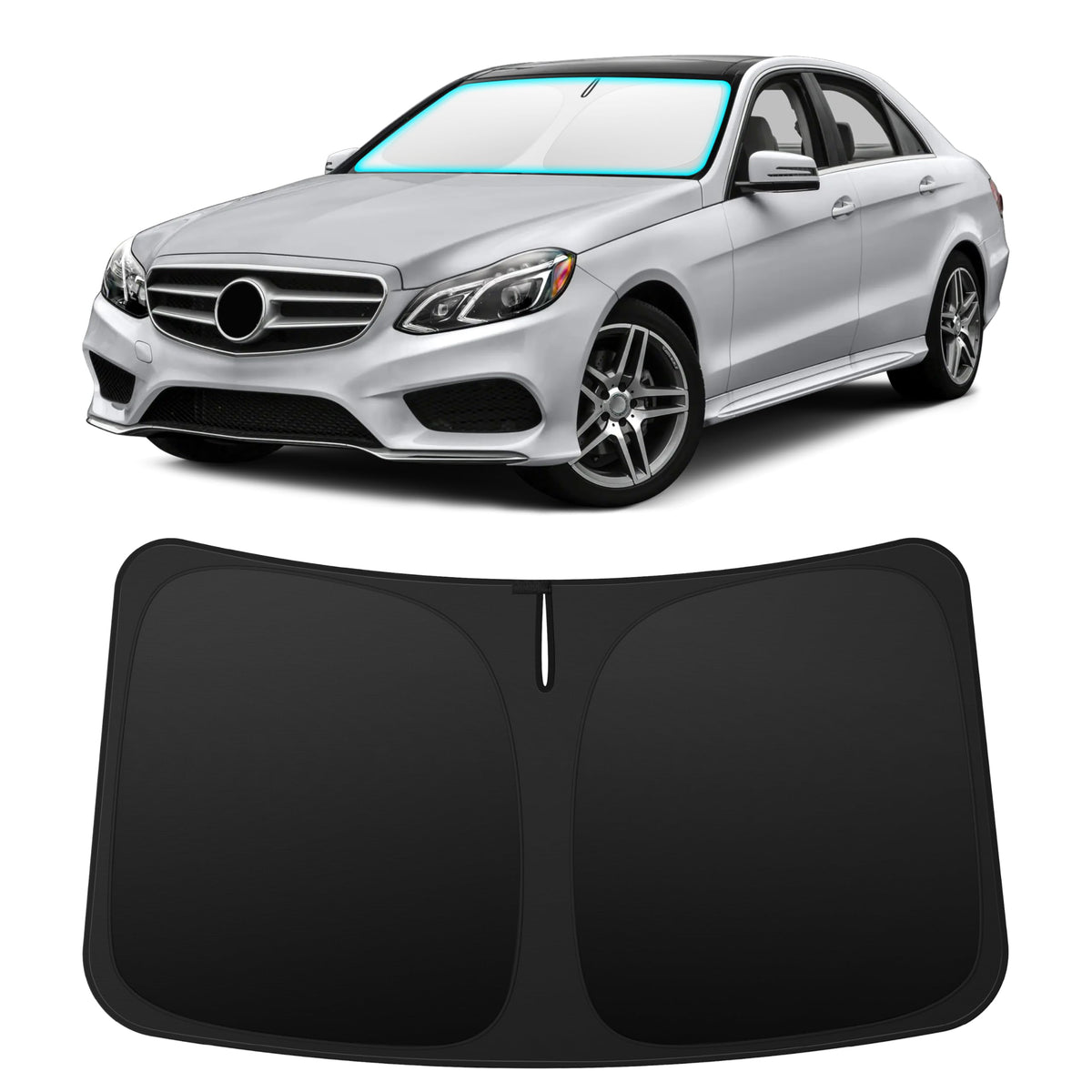 INSAUTO front view installed on Mercedes-Benz E-Class showing full coverage and cooling benefit