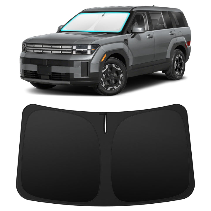 INSAUTO front view showing custom fit on Hyundai Santa Fe windshield and full coverage benefit