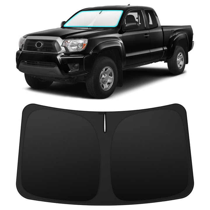 INSAUTO sun shade front view showing full windshield coverage and precise fit