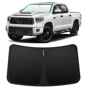 INSAUTO front view of shade showing full windshield coverage and protection