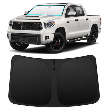 INSAUTO front view of shade showing full windshield coverage and protection