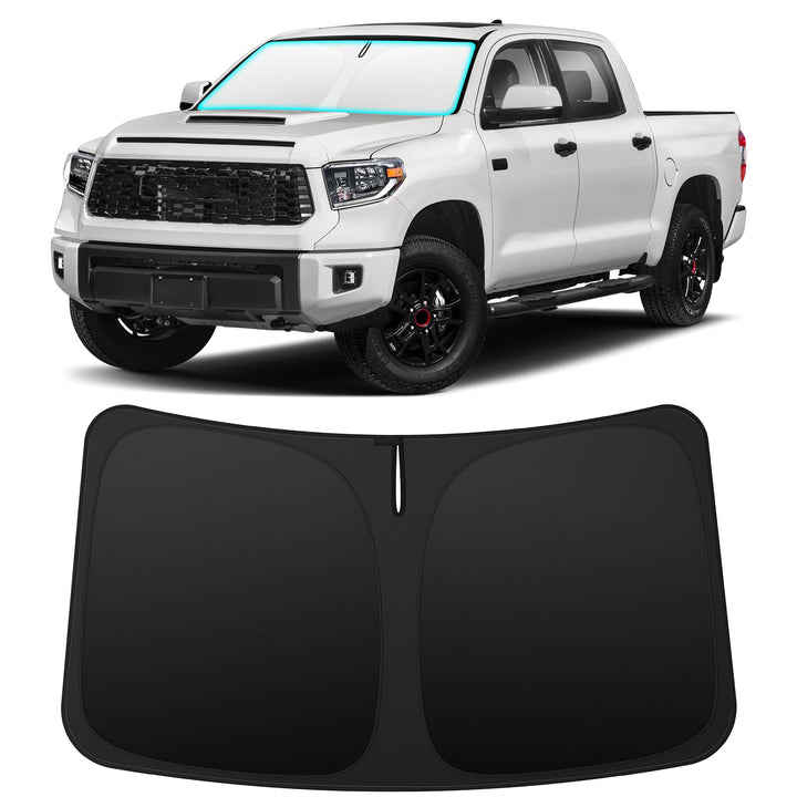 INSAUTO front view of shade showing full windshield coverage and protection