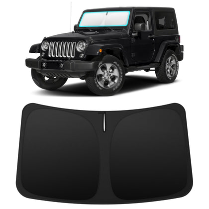 INSAUTO front view of custom-fit windshield shade showing full coverage and protection