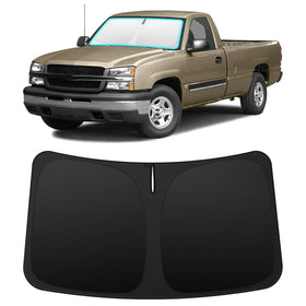 INSAUTO front view sun shade fitted in Silverado windshield protecting interior