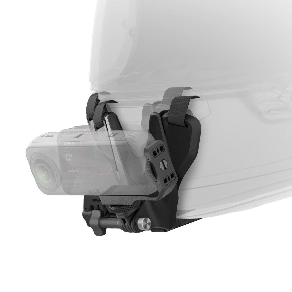 Insta360 mount next to ruler showing compact size for easy transport