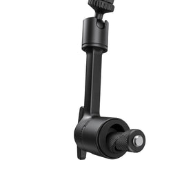 Insta360 Magic Arm clamped to motorcycle handlebar demonstrating secure attachment