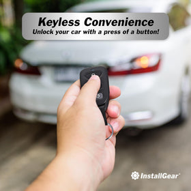 InstallGear three-button remote close-up illustrating easy remote control