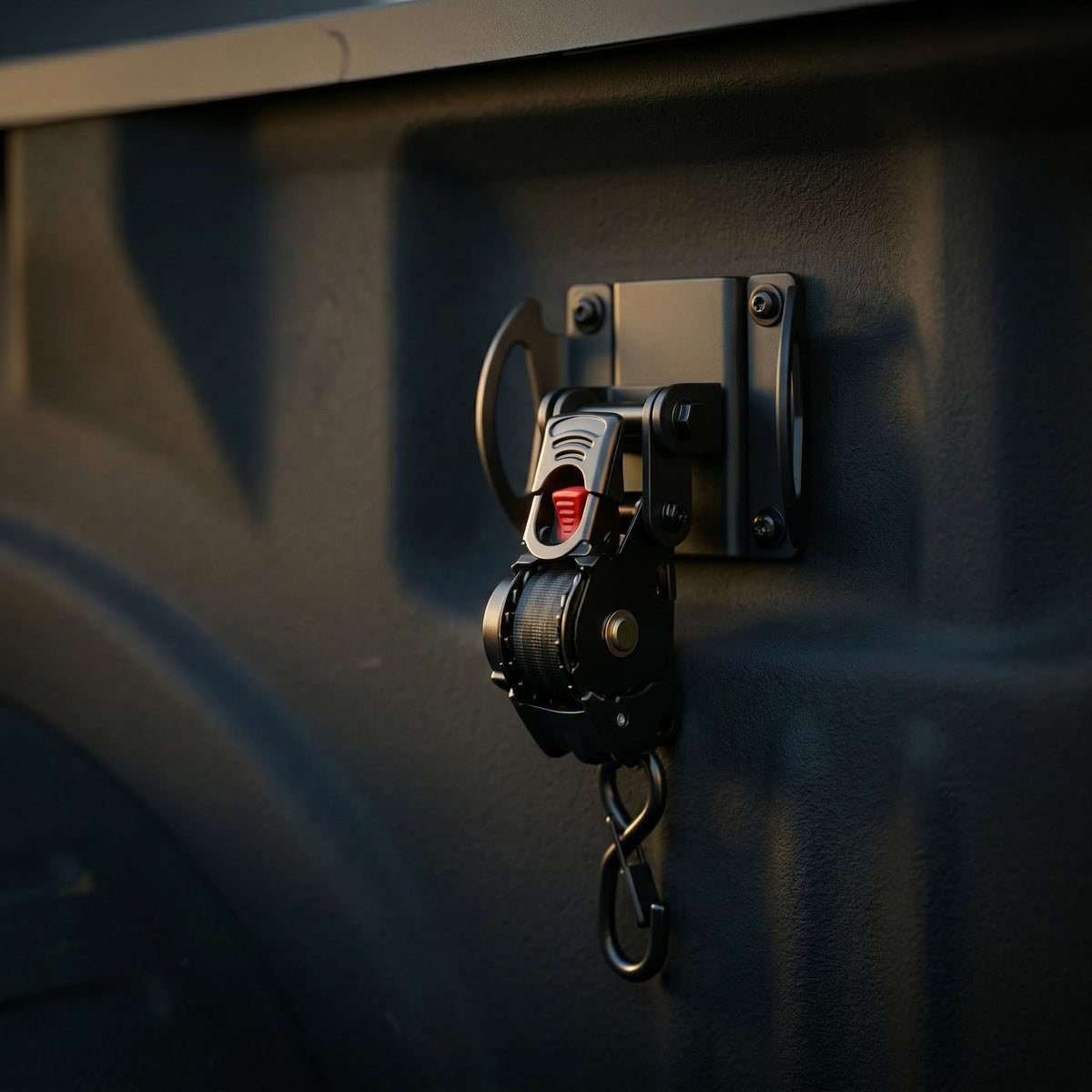 Integral close-up of retractable housing highlighting compact storage benefit