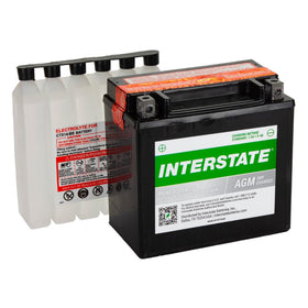Interstate Batteries next to ruler for scale illustrating compact dimensions