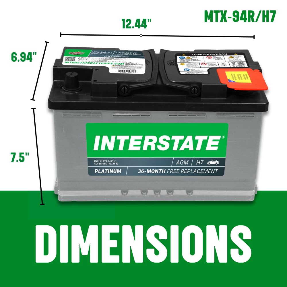 Interstate Batteries MTX close-up of terminals and label for easy installation