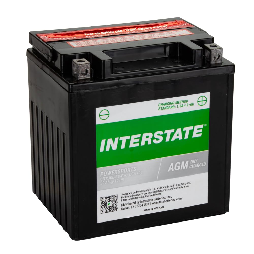 Interstate battery next to tape measure showing compact size and space-saving benefit