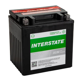 Interstate battery next to tape measure showing compact size and space-saving benefit