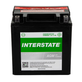 Interstate battery top terminals close-up for easy hookup and secure connection