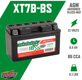 Interstate IBX YT7B-BS top view of battery terminals for quick connector identification
