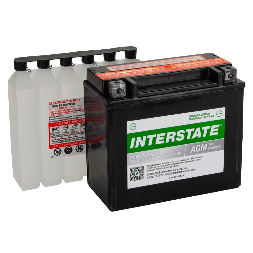 Interstate Batteries YTX20H-BS installed on a motorcycle demonstrating compatibility and secure fit