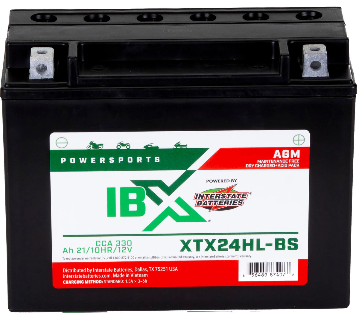 Interstate battery front packaging showing model and key specs for reliable starts