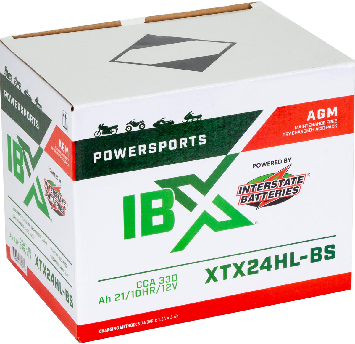 Interstate battery installed on motorcycle demonstrating compact fit and stability