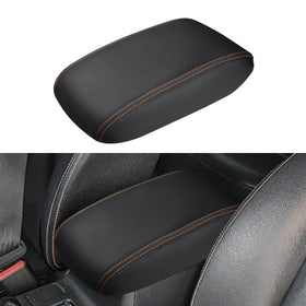 INTGET armrest cover front view showing fit and orange stitching for upgraded look