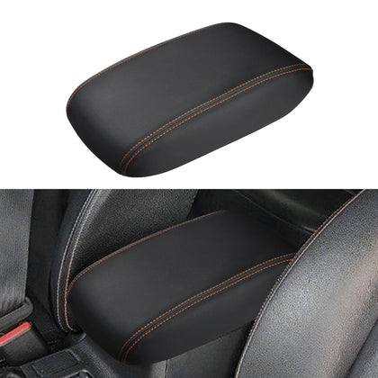INTGET armrest cover front view showing fit and orange stitching for upgraded look