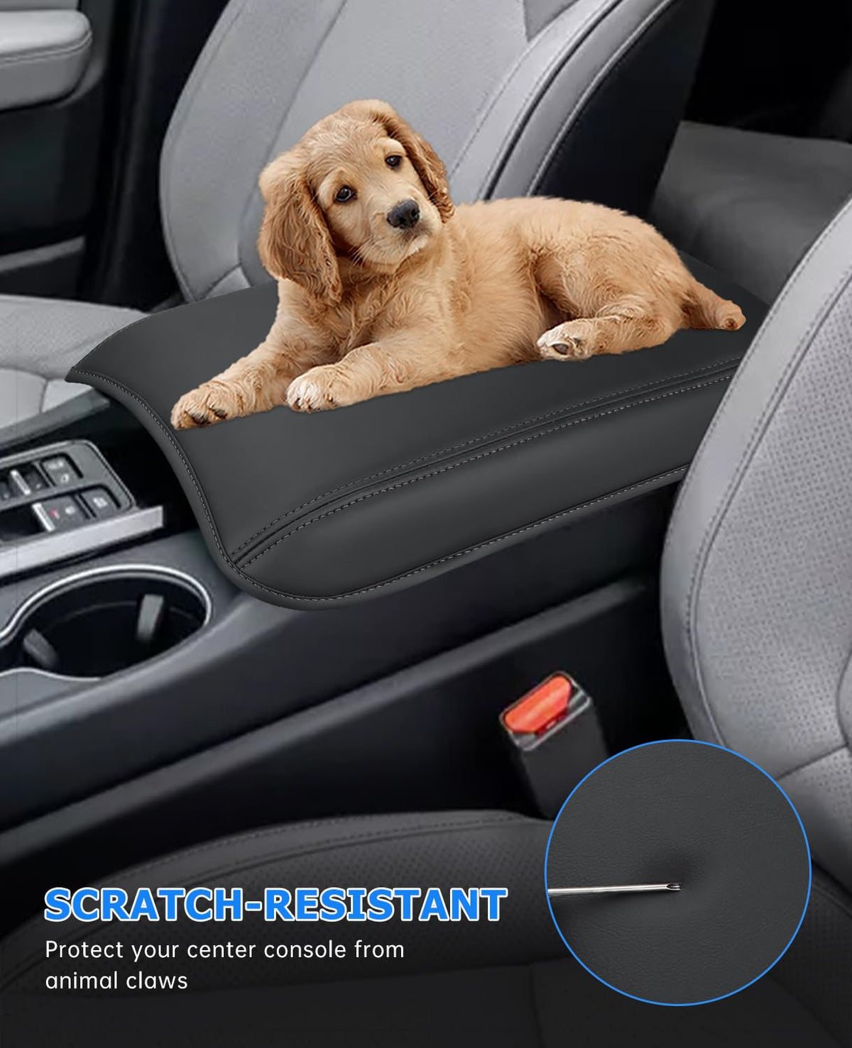 INTGET armrest cover installed in vehicle interior enhancing style and protecting lid